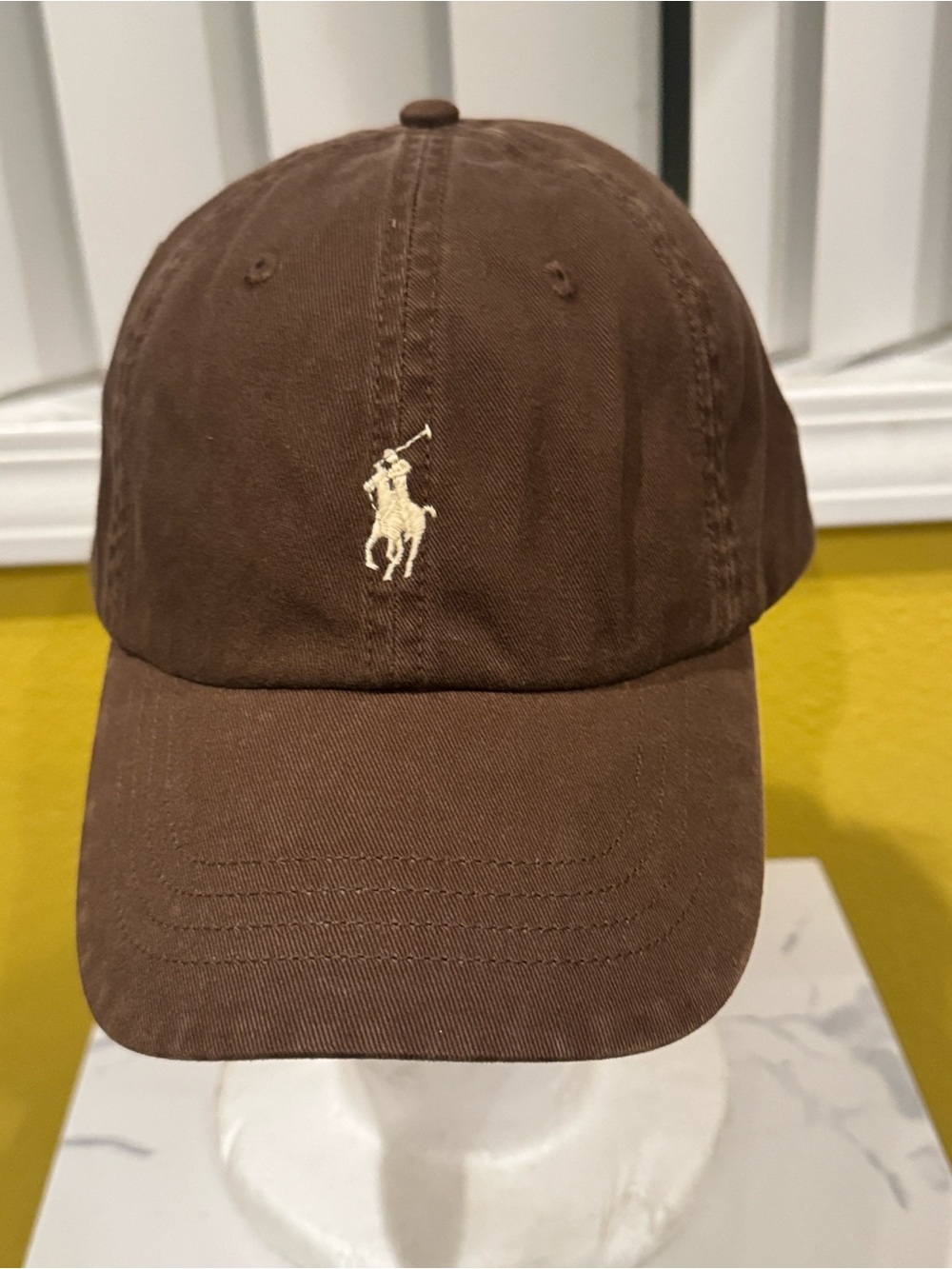 New Polo Ralph Lauren Brown Cotton Baseball Cap with White Logo NWT, OS